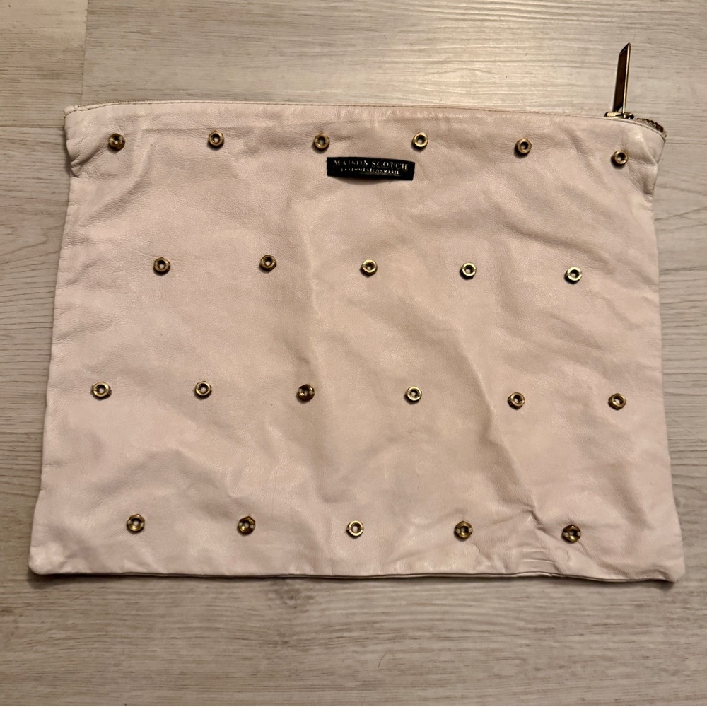 Maison Scotch Scotch & Soda Studded Leather Clutch Bag Luxury Old Money